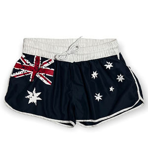 Australia Women's Navy Blue Australian Flag Athletic Shorts Sz 12 US, Sz 16 AU